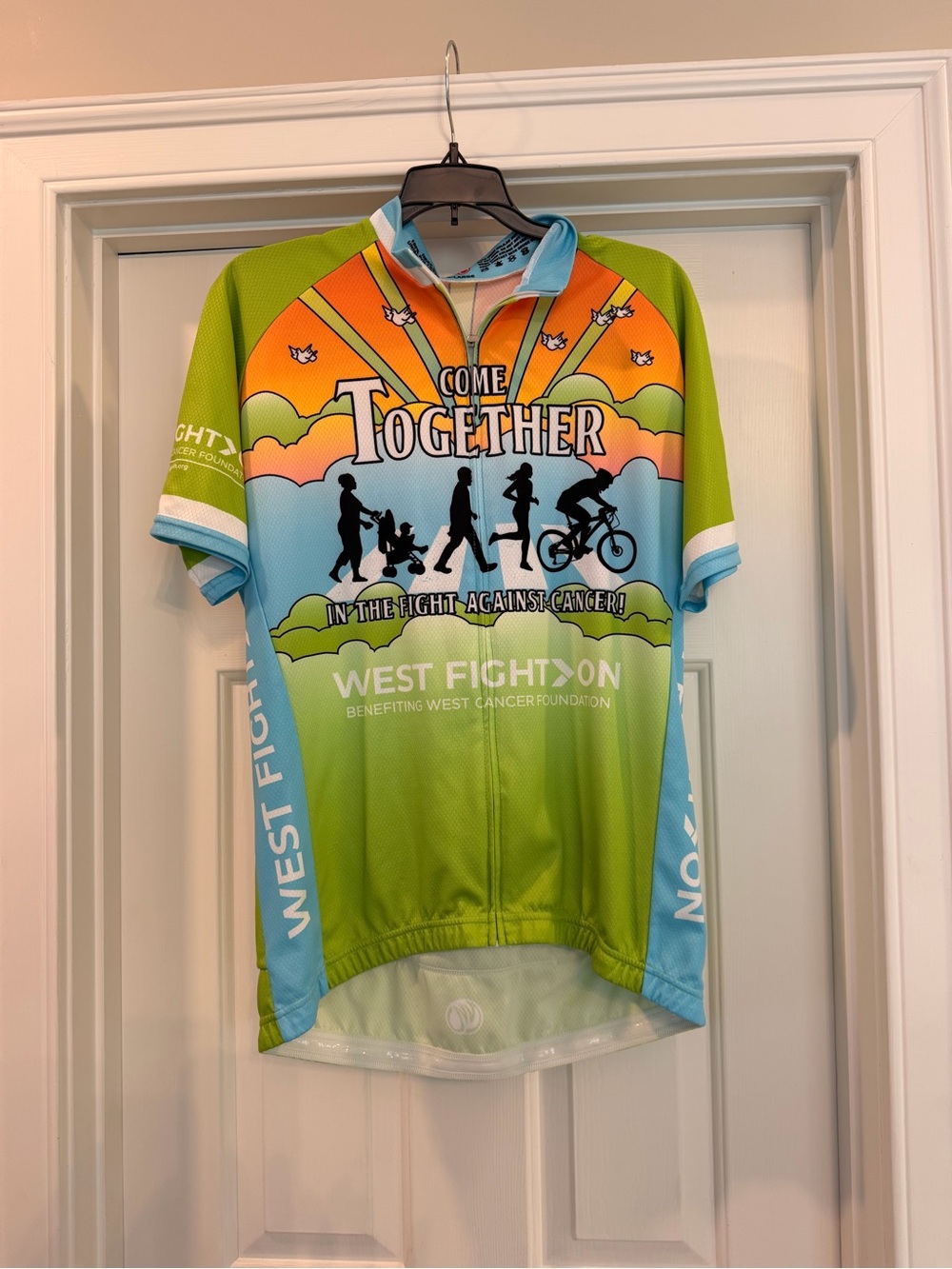 West Fight On Cycling Jersey - Green Blue Orange